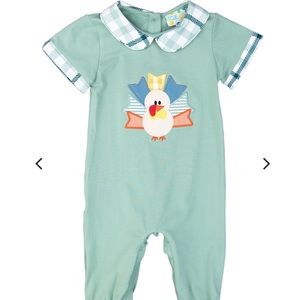BNWT Boys Turkey Applique Long Romper. Button down legs, size 6 month. Sooo cute